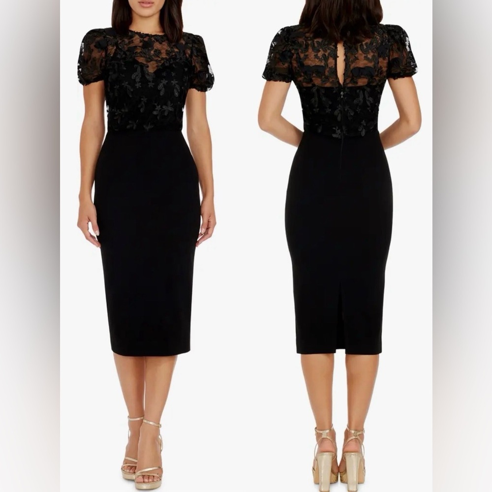NEW Dress the Population Marianne Lace Sheath black Dress sz XXS